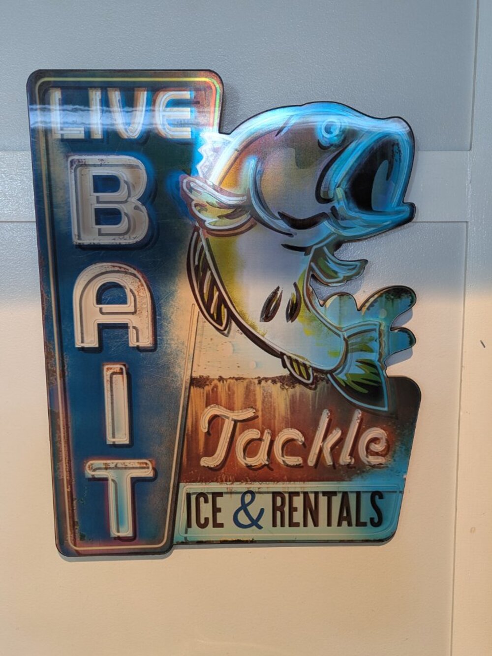 Live Bait Tackle Ice and Rentals Sign 24" x 19" 3 Dimensional